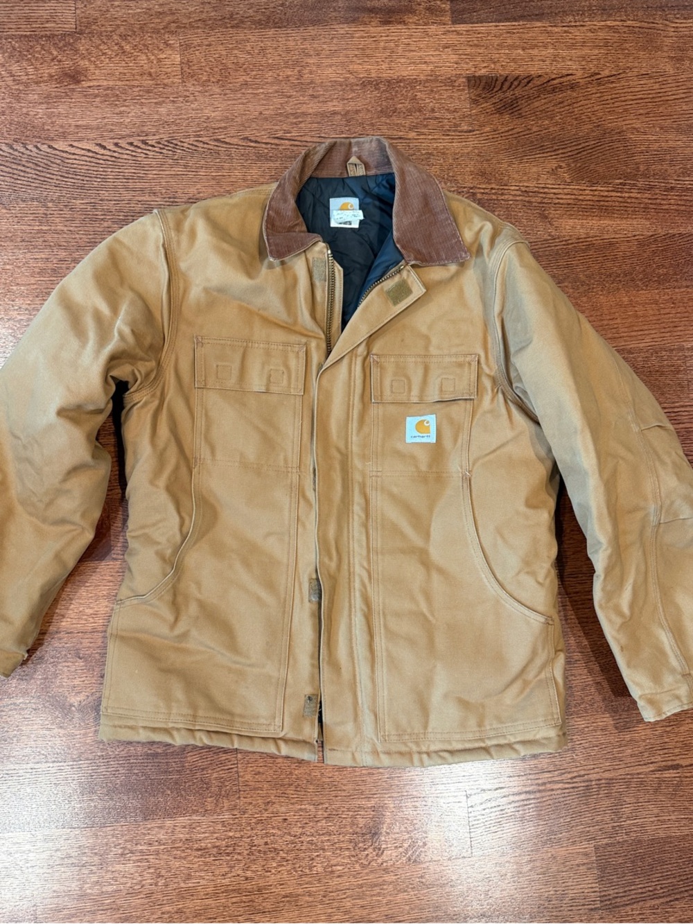 Carhartt Brown Tan Work Jacket with Corduroy Collar